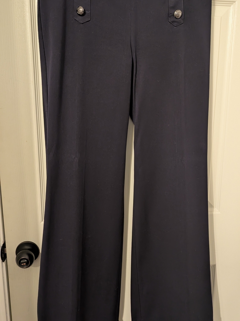 Express Navy Wide-Leg Sailor-Style Pants with Decorative Buttons